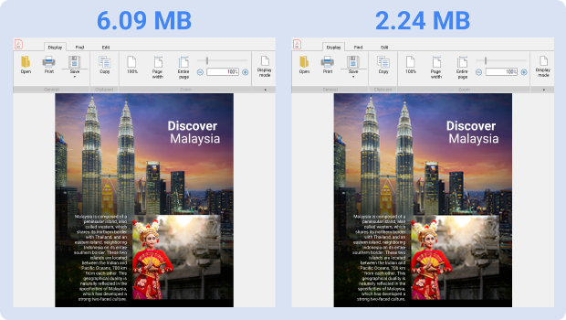 Selon le niveau de qualité choisi, la taille du fichier PDF varie