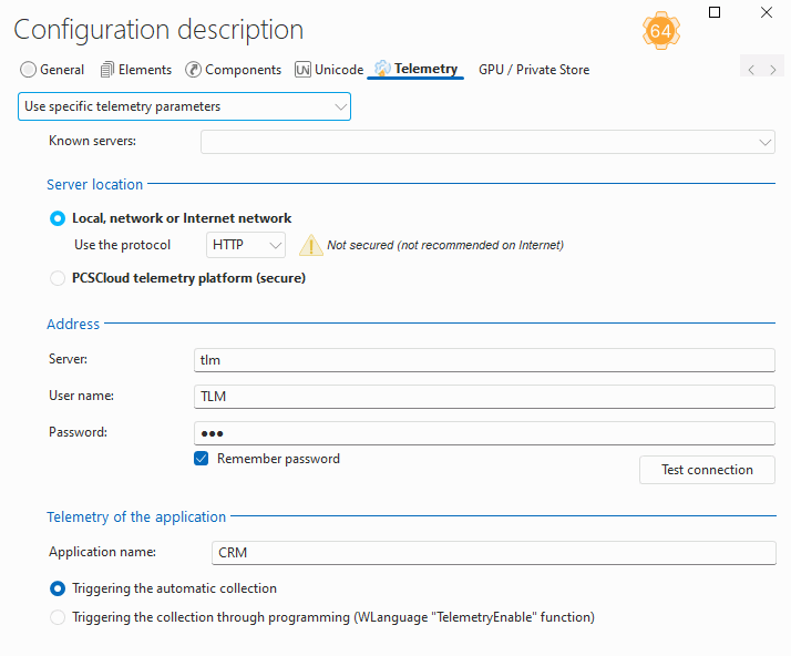 Customizing the telemetry options