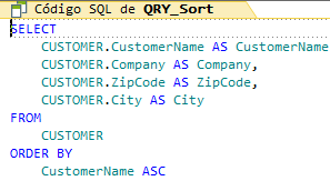 Código SQL de la consulta