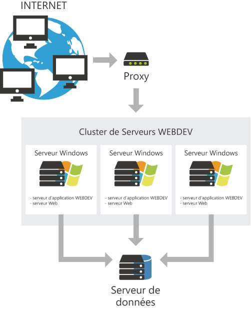 Configuración en un servidor Windows con un clúster WEBDEV