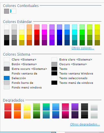 Colores Background disponibles en WINDEV