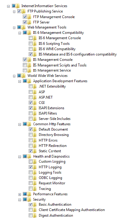Configuración de IIS para Windows 7