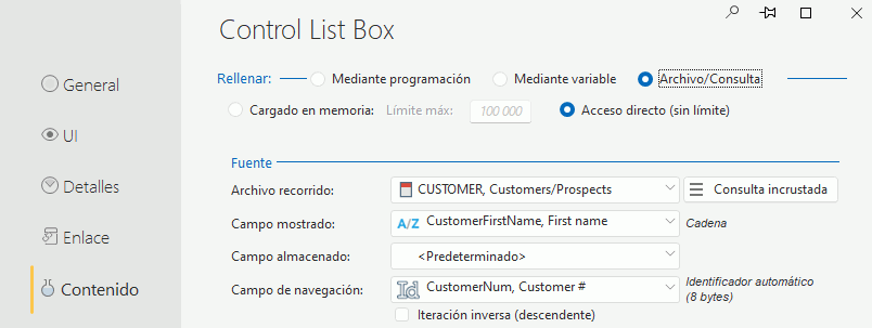 description de control List Box basado en un archivo de datos