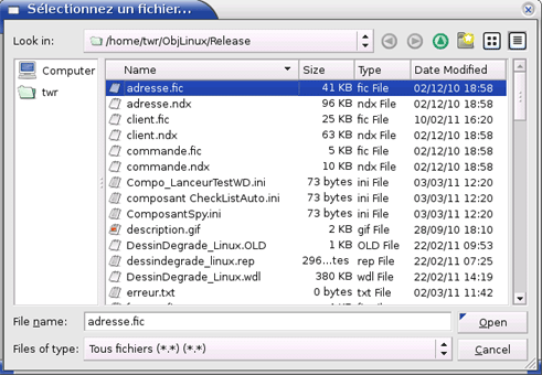 Selector de archivos Linux