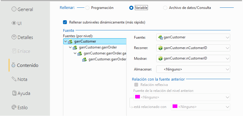 Rellenar con datos de una variable