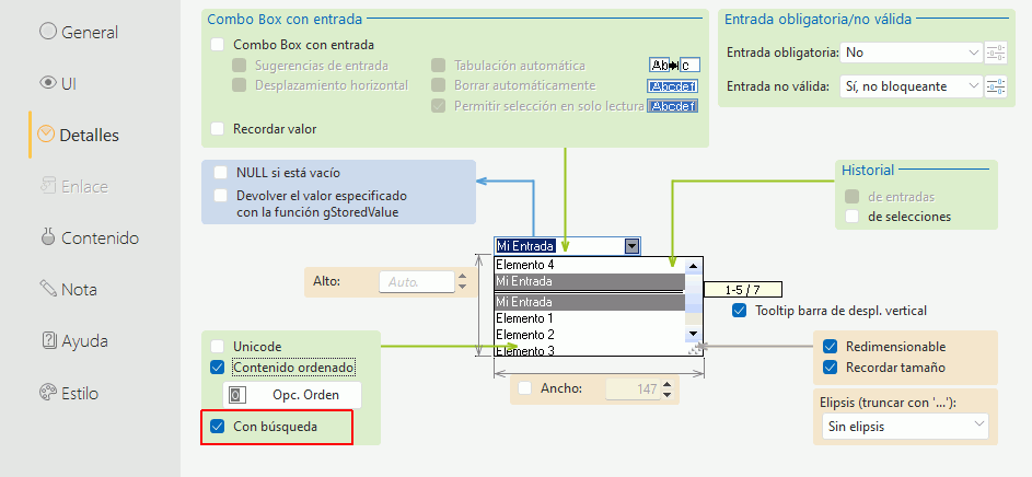 'With search' option