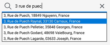 Several address suggestions appear when the end user starts typing Several address suggestions appear when the end user starts typing
