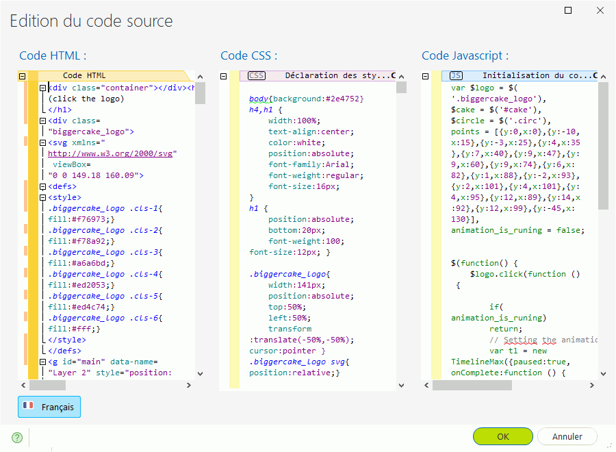 Editeur des codes HTML - CSS - JS